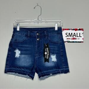Small Crazy Train Women's Denim Dark Wash Cutoff Shorts -NEW